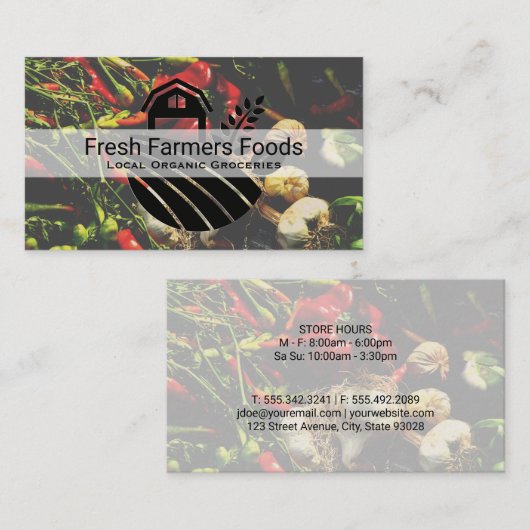 Lokaal biologisch | Landbouwers verkopen verse pro Visitekaartje (Voorkant / Achterkant)