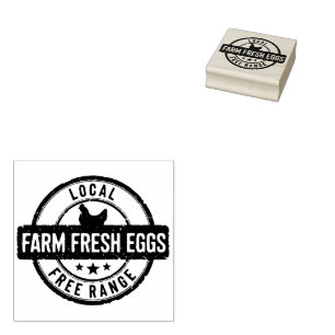 Lokaal Boerderij Fresh Free Range Eggs Stamp Rubberstempel