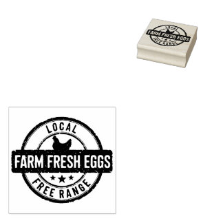 Lokaal Boerderij Fresh Free Range Eggs Stamp Rubberstempel