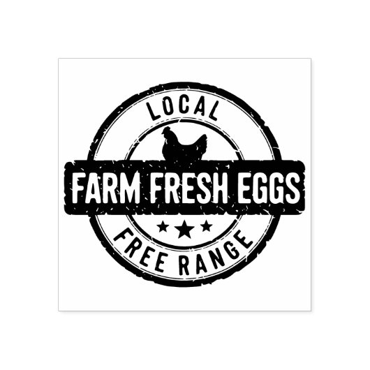 Lokaal Boerderij Fresh Free Range Eggs Stamp Rubberstempel (Afrduk)