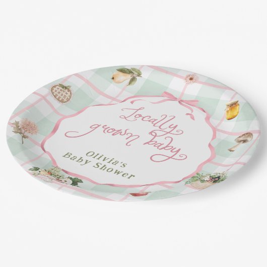 Lokaal gegroeid boerenmarktmeisje Baby shower Papieren Bordje (Gekanteld)