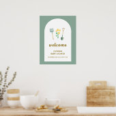 Lokaal gegroeid Boho Gardening Baby shower Welkom Poster (Keuken)