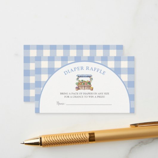 Lokaal gegroeid Boy Baby shower Luier Raffle Informatiekaartje (Voorkant / Achterkant in situ)