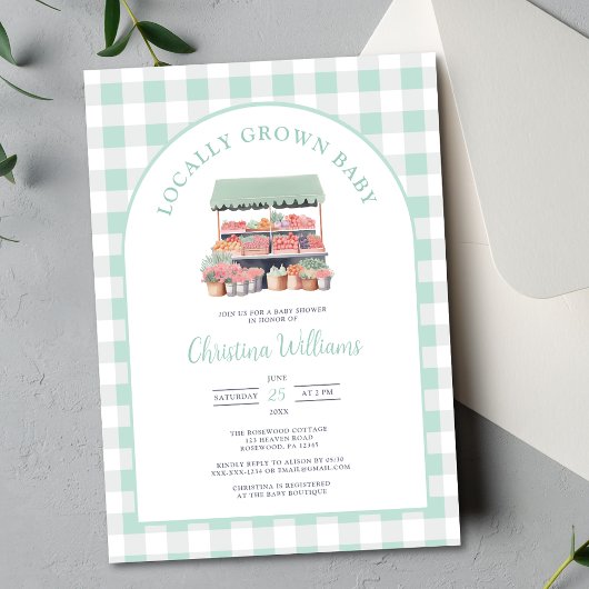 Lokaal gegroeid genderneutraal groen Baby shower Kaart