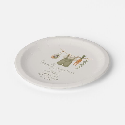 Lokaal gegroeid geslachtsneutraal Baby shower Papieren Bordje (Gekanteld)