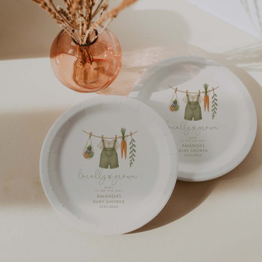 Lokaal gegroeid geslachtsneutraal Baby shower Papieren Bordje