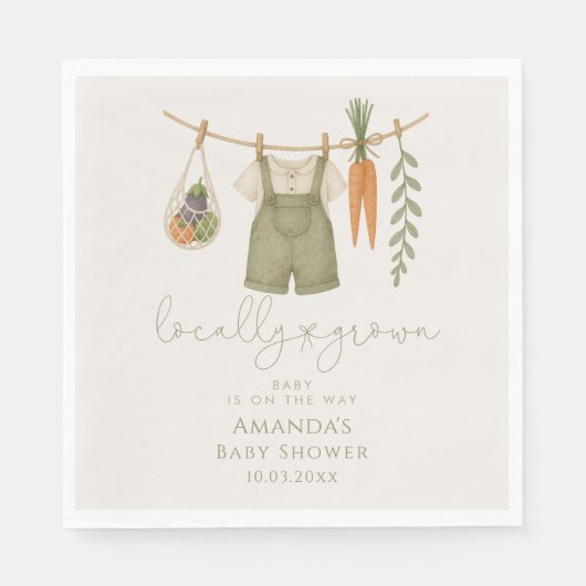 Lokaal gegroeid geslachtsneutraal Baby shower Servet (Voorkant)