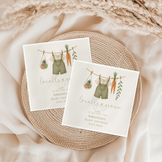 Lokaal gegroeid geslachtsneutraal Baby shower Servet
