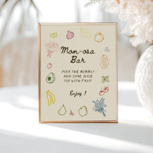 Lokaal gegroeid Hand getrokken Baby shower Mom-osa Poster