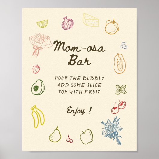 Lokaal gegroeid Hand getrokken Baby shower Mom-osa Poster (Voorkant)
