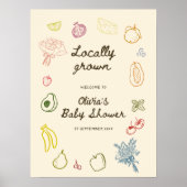 Lokaal gegroeid Hand getrokken Baby shower Welkom Poster (Voorkant)