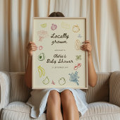 Lokaal gegroeid Hand getrokken Baby shower Welkom Poster