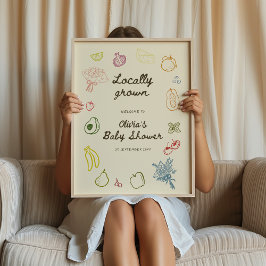 Lokaal gegroeid Hand getrokken Baby shower Welkom Poster