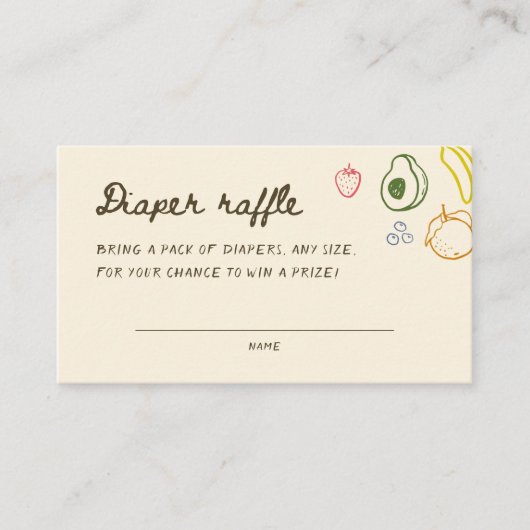 Lokaal gegroeid Hand getrokken Luier Raffle Informatiekaartje (Voorkant)