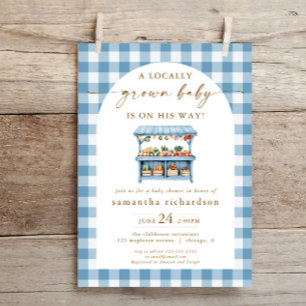 Lokaal gegroeid jongetje op weg naar baby shower kaart