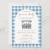 Lokaal gegroeid jongetje op weg naar baby shower kaart (Voorkant)