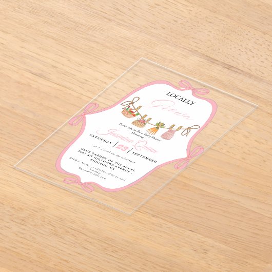 Lokaal gegroeid Meisje baby shower Baby strooien Acryl Uitnodigingen (Laagn)