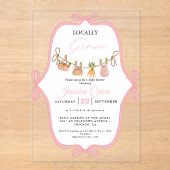 Lokaal gegroeid Meisje baby shower Baby strooien Acryl Uitnodigingen (Voorkant)