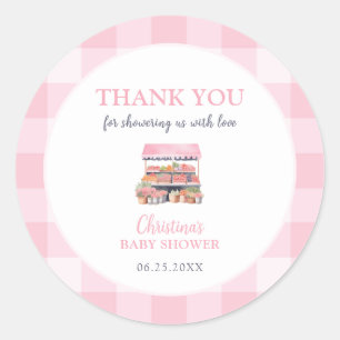 Lokaal gegroeid meisje Baby shower Dank u Ronde Sticker
