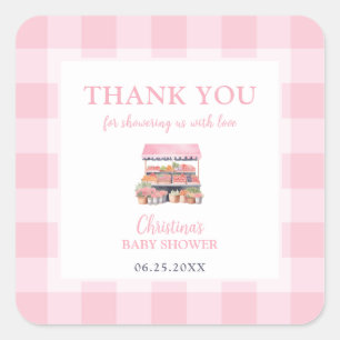 Lokaal gegroeid meisje Baby shower Dank u Vierkante Sticker