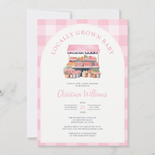 Lokaal gegroeid meisje Baby shower Kaart (Voorkant)