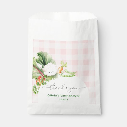 Lokaal gegroeid roze meisje baby shower bedankt bedankzakje (Voorkant)