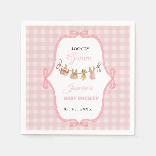 Lokaal gegroeid Roze meisjesbaby shower Baby stroo Servet (Voorkant)
