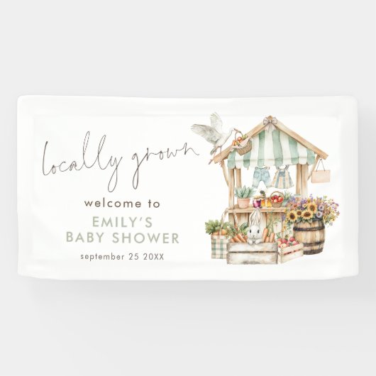 Lokaal gegroeid welkom Baby shower Spandoek (Horizontaal)