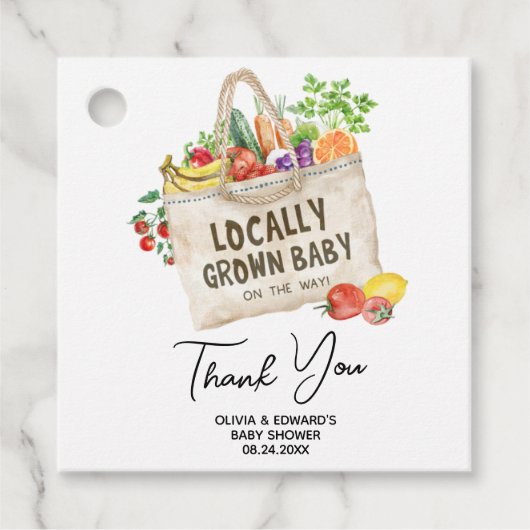 Lokaal gegroeide Baby showers plein Bedankjes Labels (Voorkant)