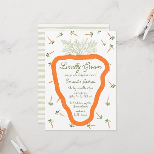 Lokaal gegroeide boer geslachtsneutraal Baby showe Kaart (Voorkant / Achterkant in situ)