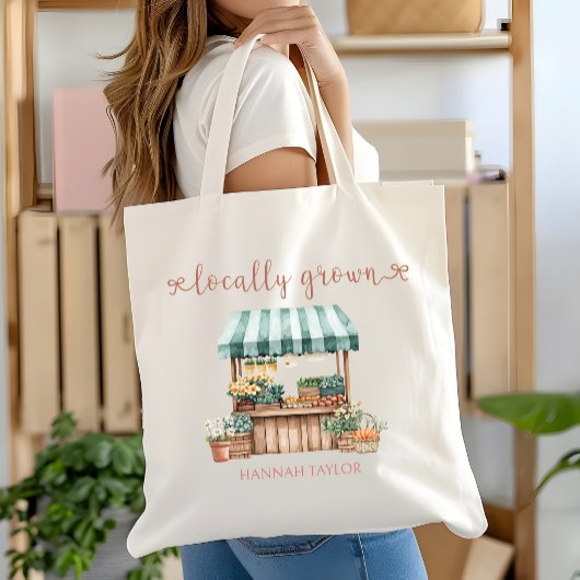 Lokaal gegroeide boerenmarkt tote bag