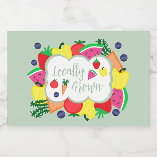 Lokaal gegroeide boerenmarkt voedselcontainer etiket (Enkel label)