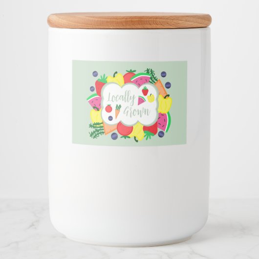 Lokaal gegroeide boerenmarkt voedselcontainer etiket (Voorkant)