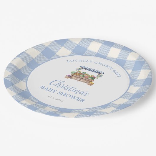 Lokaal gegroeide jongen Baby shower Papieren Bordje (Gekanteld)