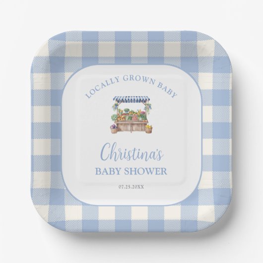 Lokaal gegroeide jongen Baby shower Papieren Bordje (Voorkant)