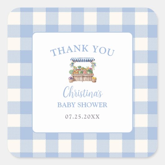 Lokaal gegroeide jongen Baby shower Vierkante Sticker (Voorkant)