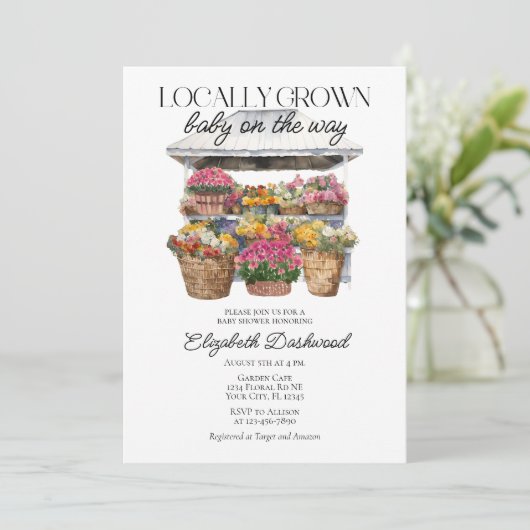 Lokaal Gegroeide Markt Bloemenwinkel Meisje Baby s Kaart (Staand voorkant)