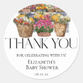 Lokaal Gegroeide Markt Bloemenwinkel Meisje Baby s Ronde Sticker (Voorkant)