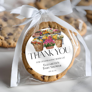 Lokaal Gegroeide Markt Bloemenwinkel Meisje Baby s Ronde Sticker