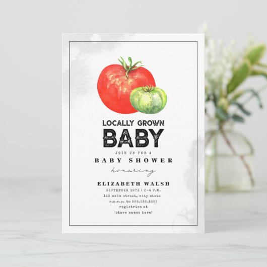 Lokaal gegroeide Waterverf Baby shower Invitati Kaart (Staand voorkant)