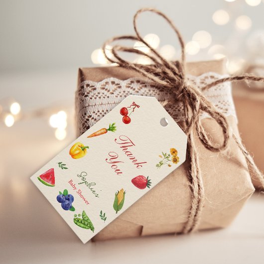 Lokaal gekweekt Baby shower Dank u wel Cadeaulabel