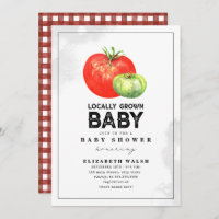 Lokaal gekweekt Baby shower Gingham Waterverf Invi