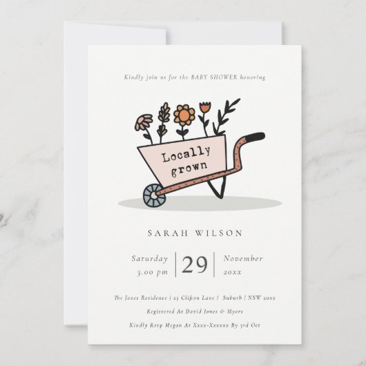 Lokaal gekweekt Baby shower met blote karbonade ui Bedankkaart (Voorkant)