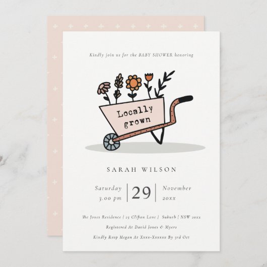 Lokaal gekweekt Baby shower met blote karbonade ui Bedankkaart (Voorkant / Achterkant)