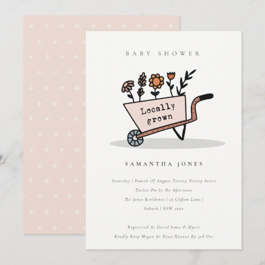 Lokaal gekweekt Baby shower met blote karbonade ui Bedankkaart (Voorkant / Achterkant)