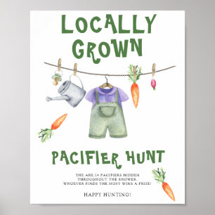 Lokaal gekweekt baby shower - speen jacht spel poster