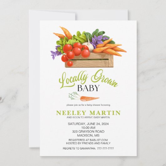 LOKAAL GEKWEEKT Baby shower Uitnodiging (Voorkant)