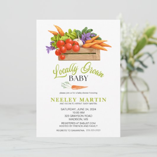 LOKAAL GEKWEEKT Baby shower Uitnodiging (Staand voorkant)