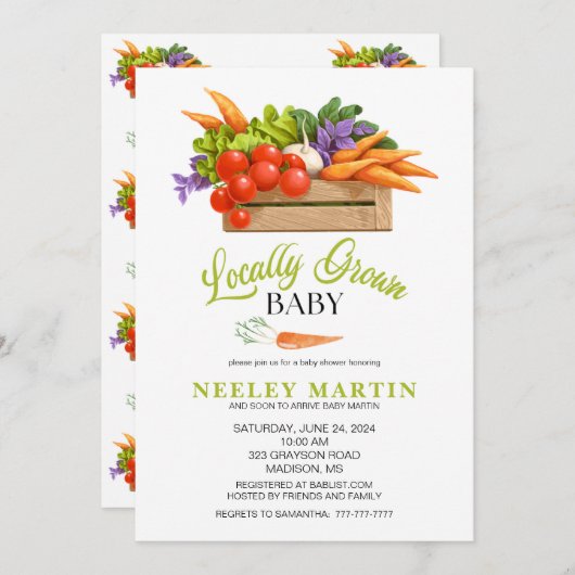 LOKAAL GEKWEEKT Baby shower Uitnodiging (Voorkant / Achterkant)