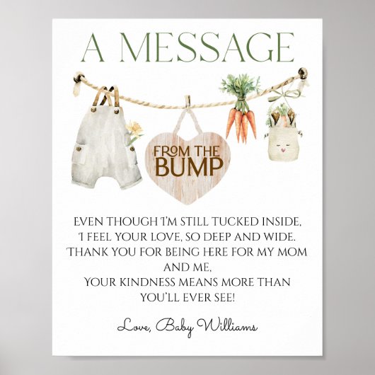 Lokaal gekweekt Boerderij Baby shower Bump Message Poster (Voorkant)
